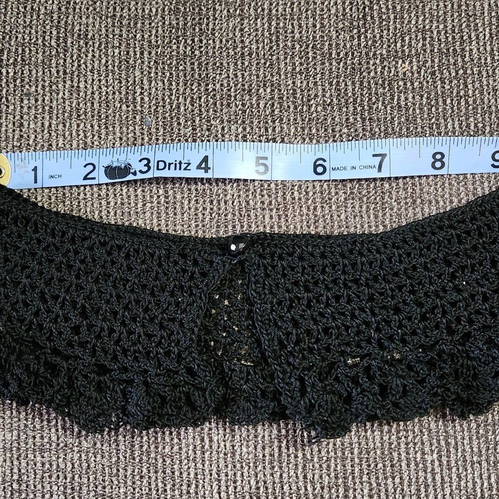 Handmade And Vintage Black Crochet Collar - image 1
